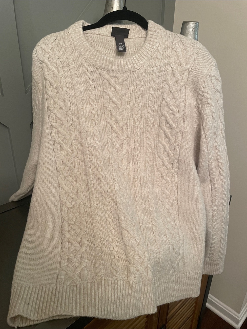 H&M Cream Cable Knit Crewneck Sweater